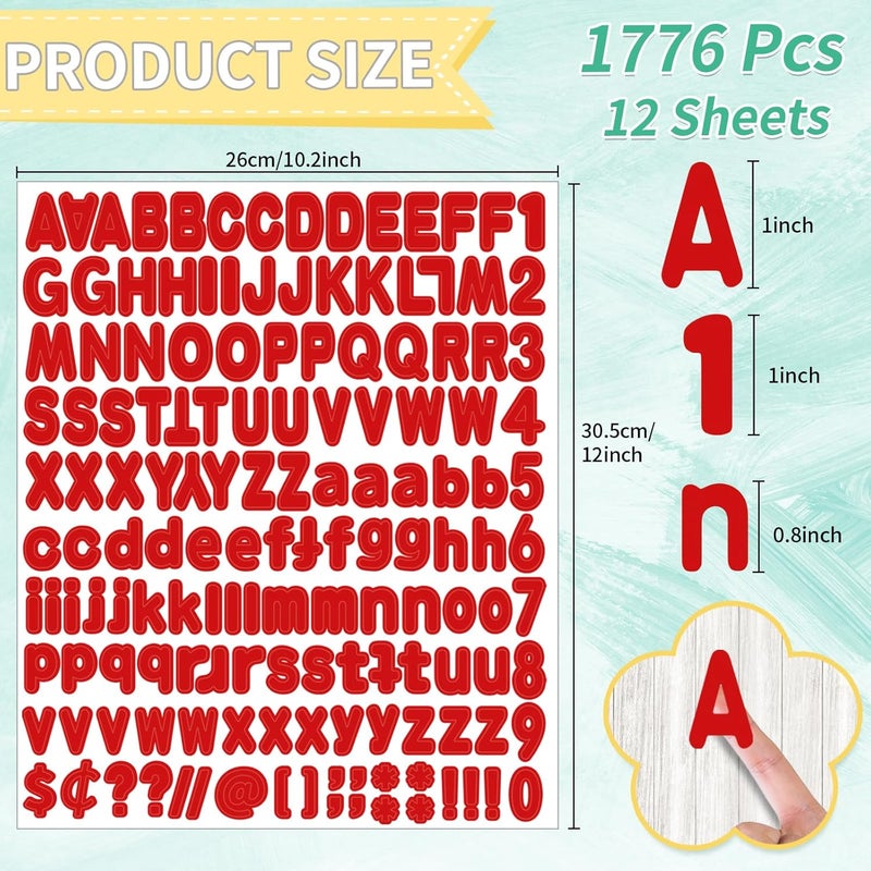 starboling Alphabet Stickers 1'' 12 Red Letter Stickers, Self Adhesive Vinyl Mailbox Numbers, for Home Decor - Image 2